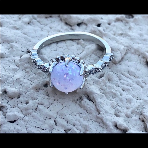 Fire opal and silver filled ring, size 8 - Picture 4 of 6